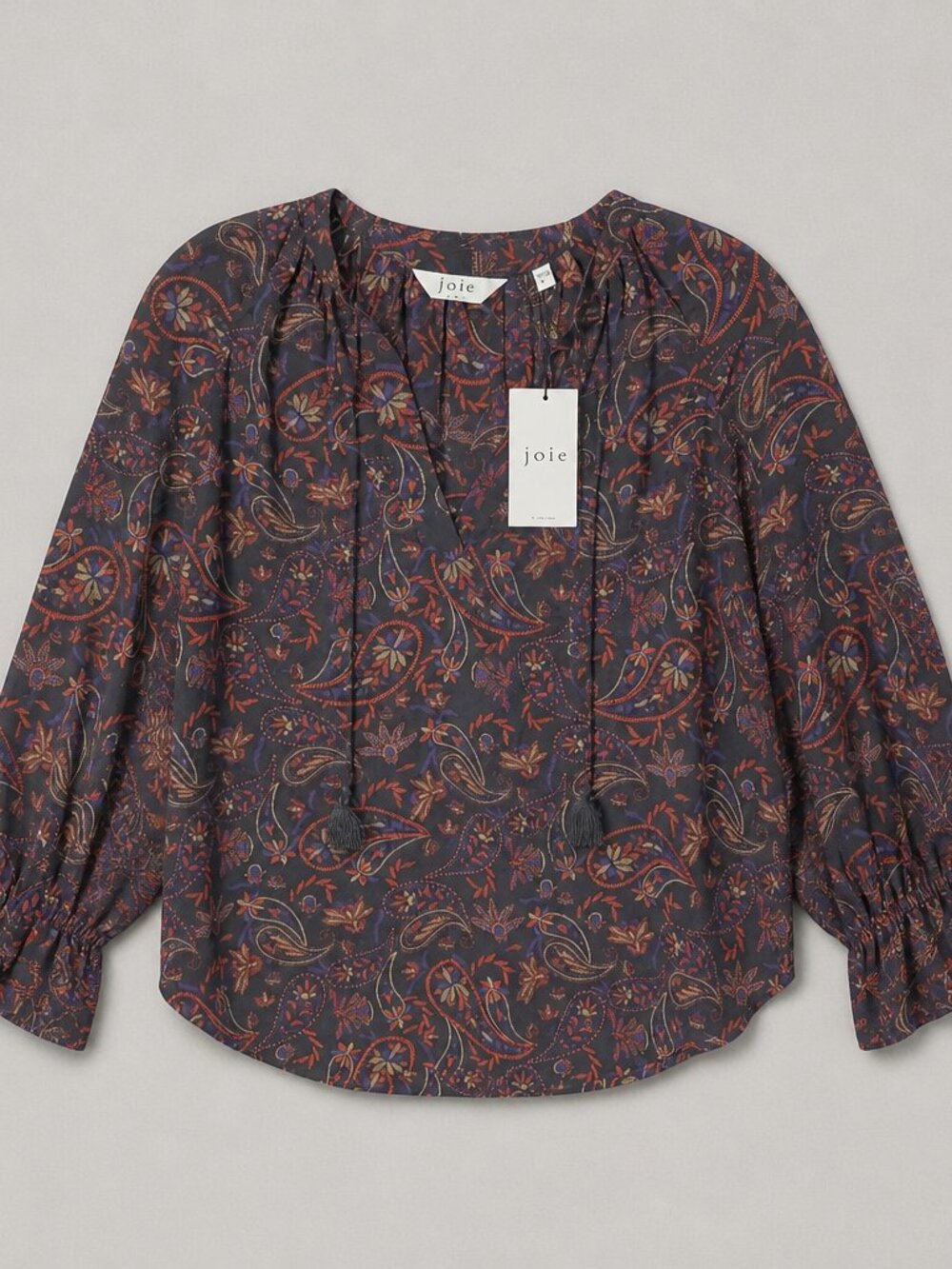 Joie Paisley Print Blouse with Tassels Size S/6